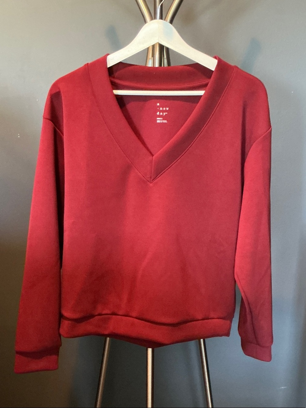 Deep Red/burgandy V-Neck Lightweight Sweater